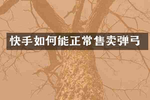 快手如何能正常售卖弹弓