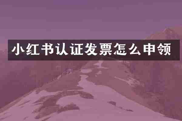 小红书认证发票怎么申领