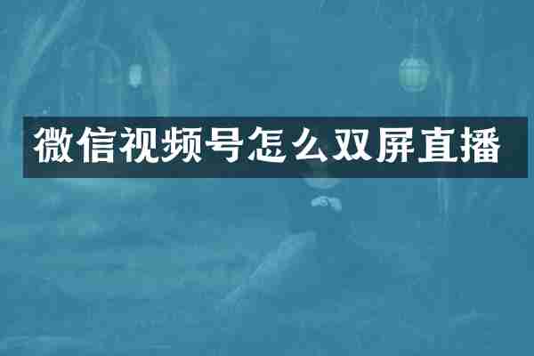 微信视频号怎么双屏直播