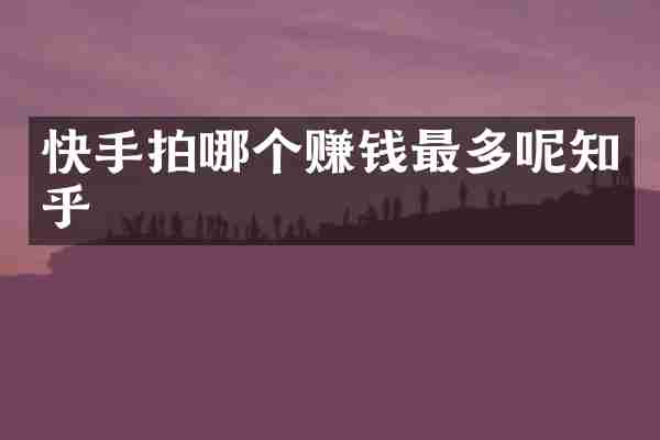 快手拍哪个赚钱最多呢知乎