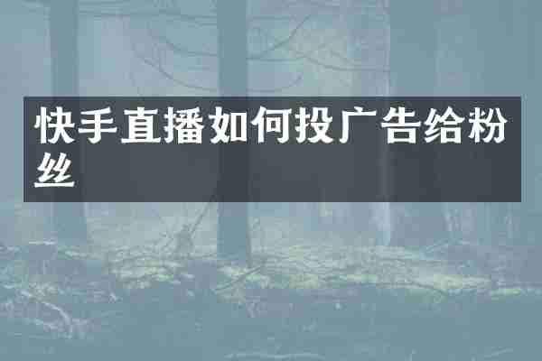快手直播如何投广告给粉丝