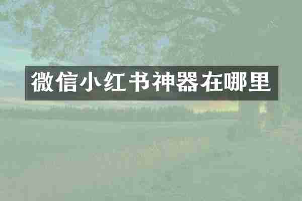 微信小红书神器在哪里