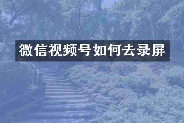 微信视频号如何去录屏