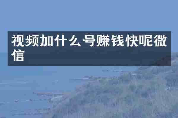 视频加什么号赚钱快呢微信
