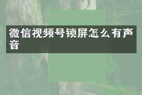 微信视频号锁屏怎么有声音