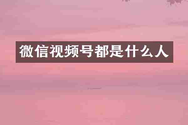 微信视频号都是什么人