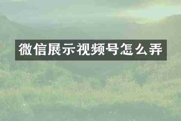 微信展示视频号怎么弄