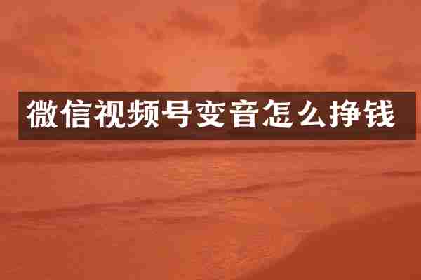 微信视频号变音怎么挣钱