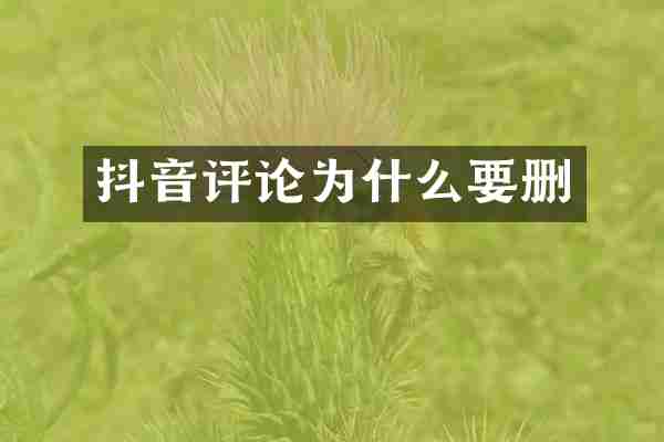 抖音评论为什么要删