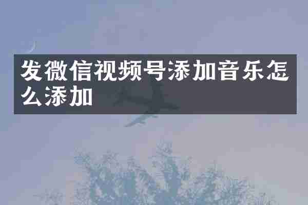 发微信视频号添加音乐怎么添加
