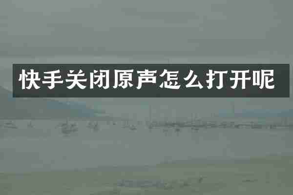 快手关闭原声怎么打开呢