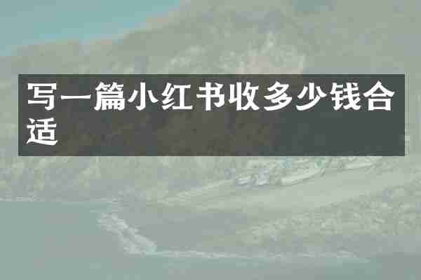 写一篇小红书收多少钱合适