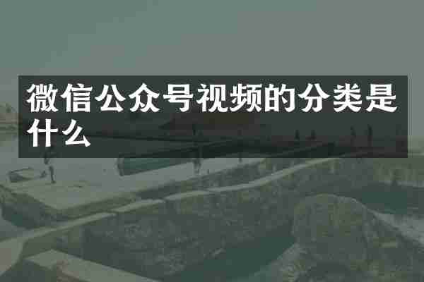 微信公众号视频的分类是什么