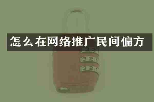 怎么在网络推广民间偏方