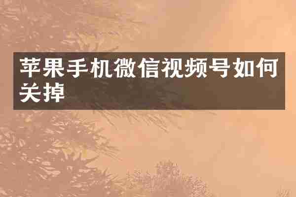 苹果手机微信视频号如何关掉
