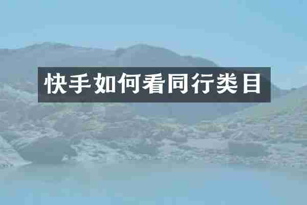 快手如何看同行类目