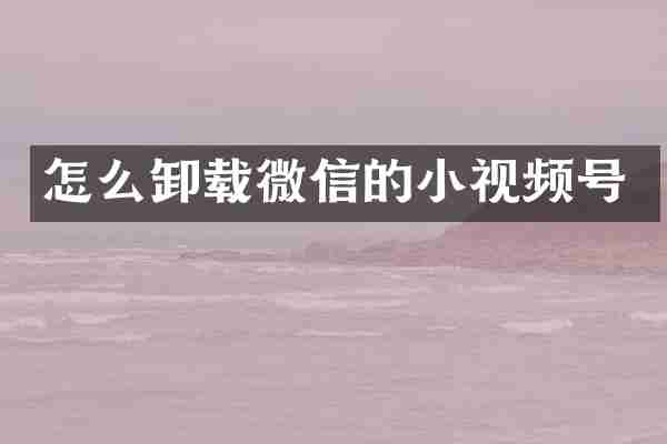 怎么卸载微信的小视频号