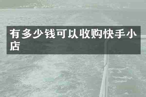 有多少钱可以收购快手小店
