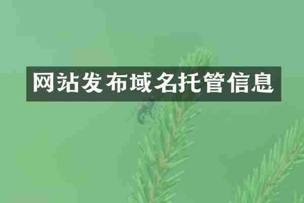 网站发布域名托管信息