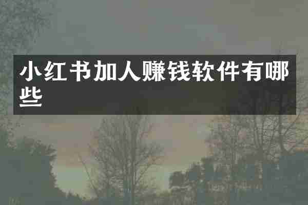 小红书加人赚钱软件有哪些