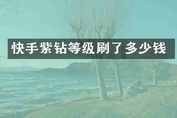 快手紫钻等级刷了多少钱
