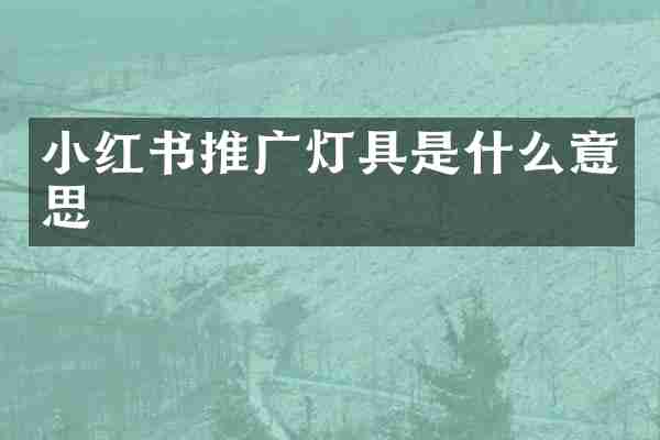 小红书推广灯具是什么意思