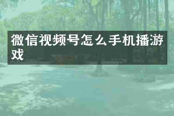 微信视频号怎么手机播游戏