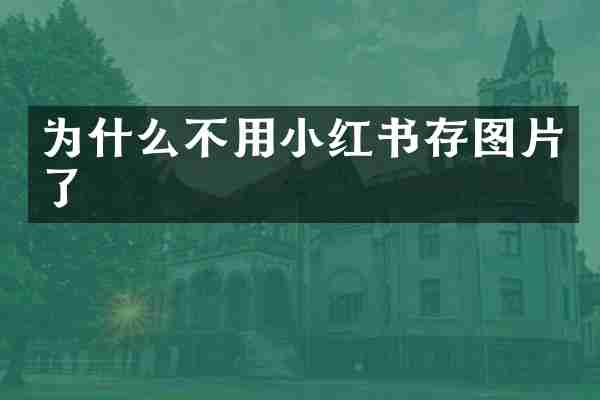 为什么不用小红书存图片了