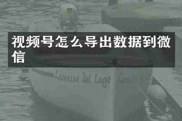 视频号怎么导出数据到微信