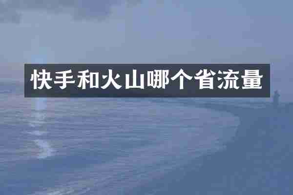 快手和火山哪个省流量
