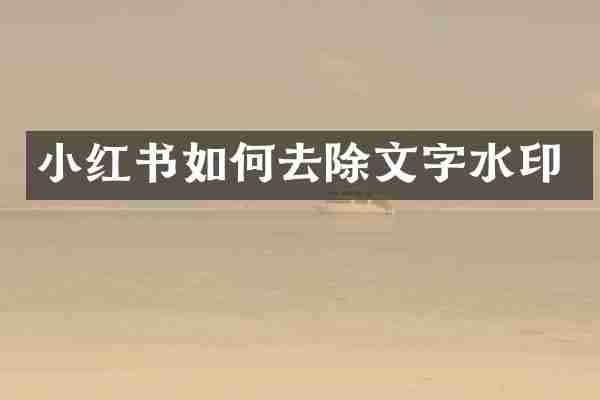 小红书如何去除文字水印