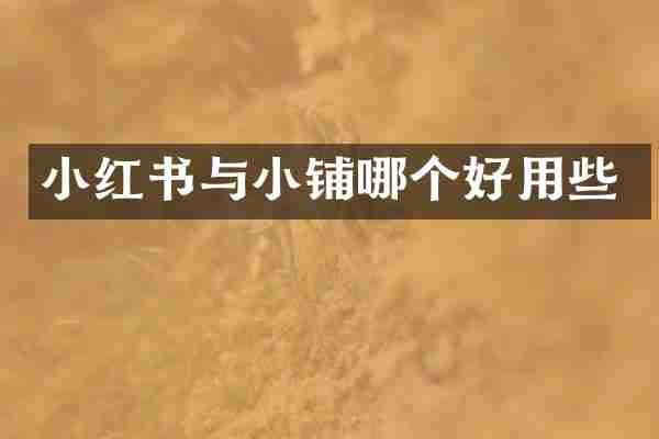 小红书与小铺哪个好用些
