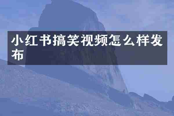 小红书搞笑视频怎么样发布