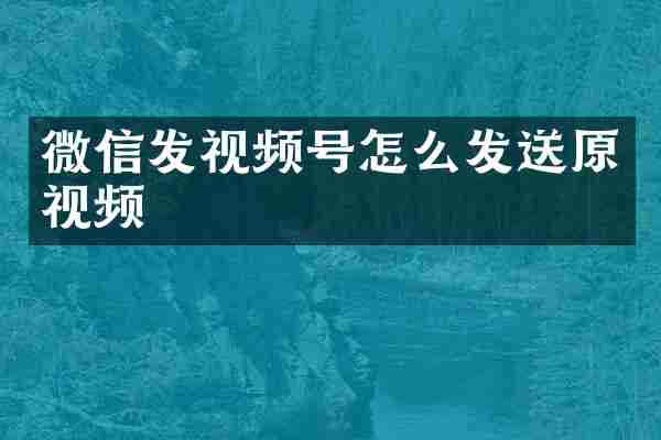 微信发视频号怎么发送原视频
