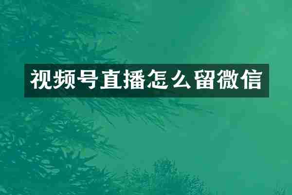 视频号直播怎么留微信