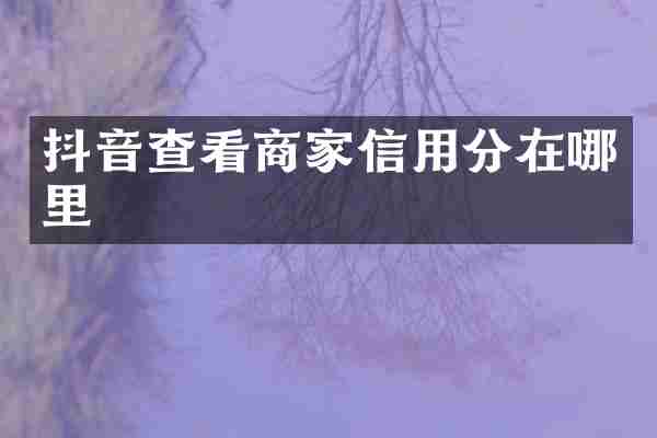 抖音查看商家信用分在哪里