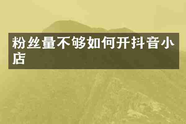 粉丝量不够如何开抖音小店