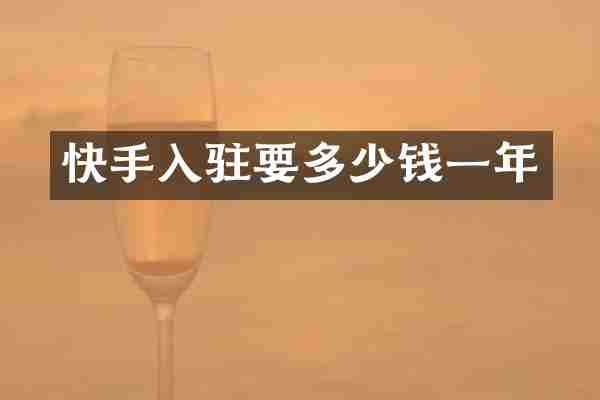 快手入驻要多少钱一年