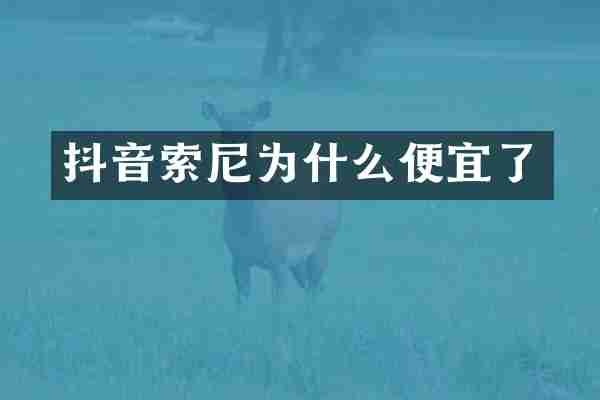 抖音索尼为什么便宜了