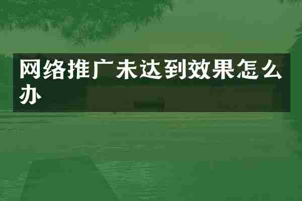 网络推广未达到效果怎么办