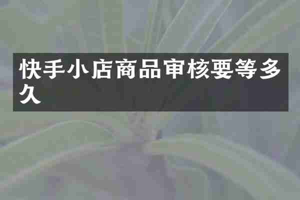 快手小店商品审核要等多久