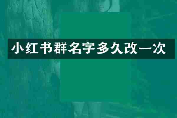 小红书群名字多久改一次