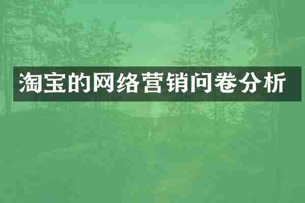 淘宝的网络营销问卷分析