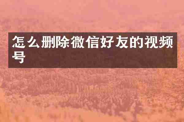 怎么删除微信好友的视频号