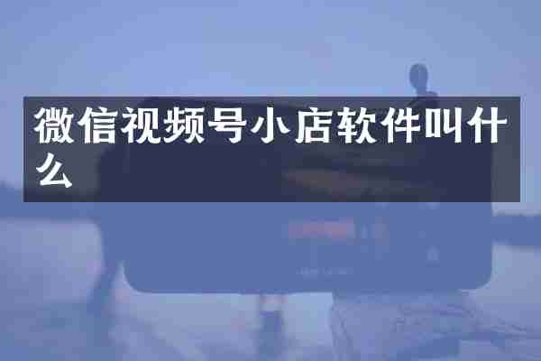 微信视频号小店软件叫什么
