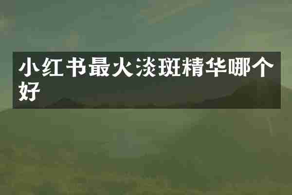 小红书最火淡斑精华哪个好