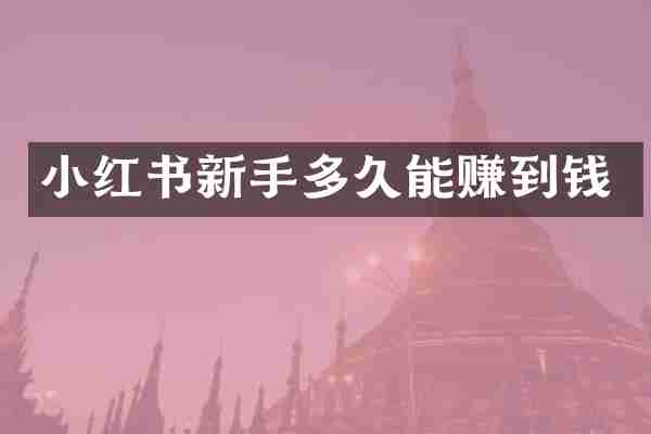 小红书新手多久能赚到钱