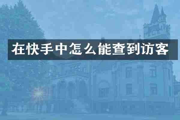 在快手中怎么能查到访客
