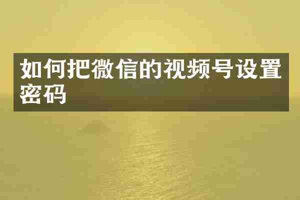 如何把微信的视频号设置密码