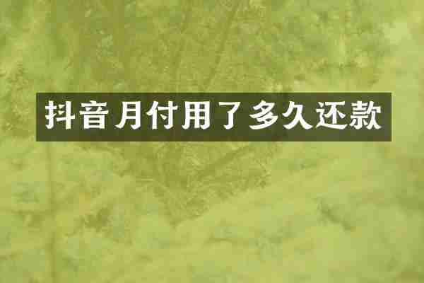 抖音月付用了多久还款